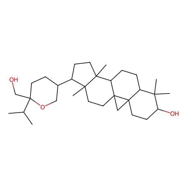 2D Structure of (1S,3R,6S,15R,16R)-15-[6-(hydroxymethyl)-6-propan-2-yloxan-3-yl]-7,7,12,16-tetramethylpentacyclo[9.7.0.01,3.03,8.012,16]octadecan-6-ol