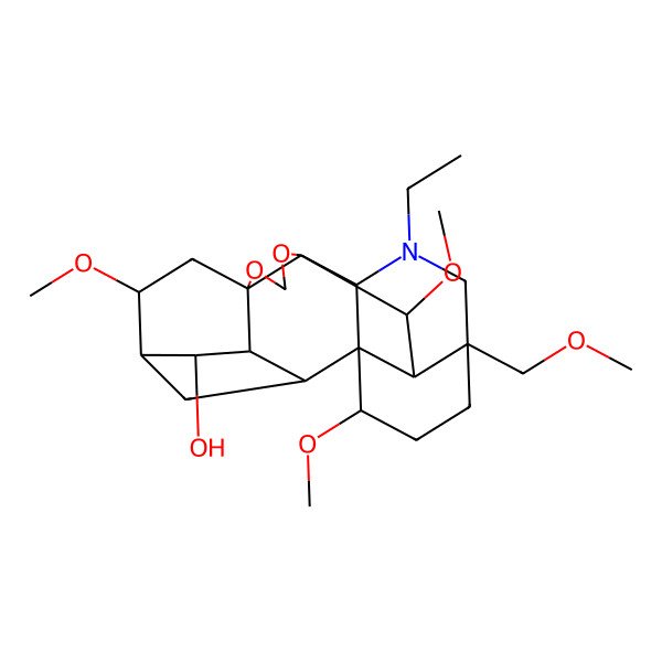 2D Structure of (2R,3R,6S,8R,12R,16S,20R,21S)-14-ethyl-6,19,21-trimethoxy-16-(methoxymethyl)-9,11-dioxa-14-azaheptacyclo[10.7.2.12,5.01,13.03,8.08,12.016,20]docosan-4-ol