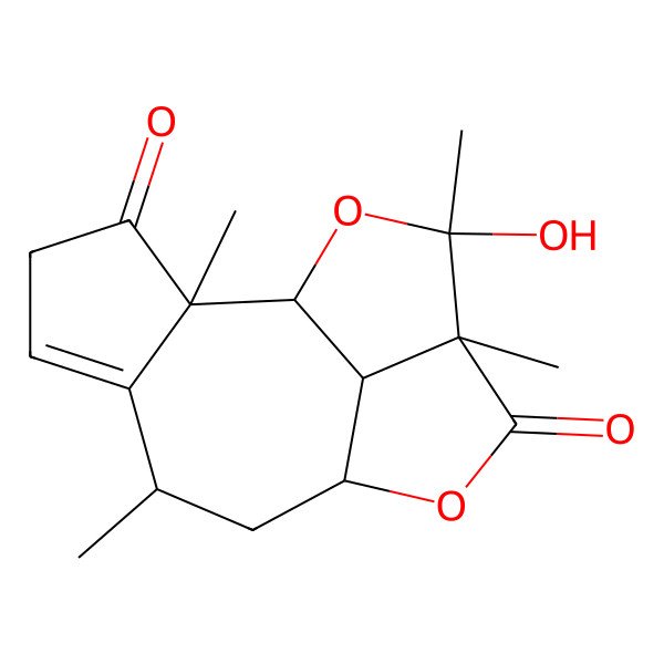 2D Structure of (2R,9S,13S)-13-hydroxy-2,7,12,13-tetramethyl-10,14-dioxatetracyclo[7.5.1.02,6.012,15]pentadec-5-ene-3,11-dione