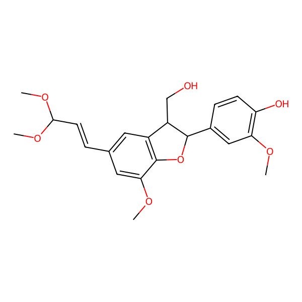 2D Structure of 4-[(2S,3R)-5-[(Z)-3,3-dimethoxyprop-1-enyl]-3-(hydroxymethyl)-7-methoxy-2,3-dihydro-1-benzofuran-2-yl]-2-methoxyphenol