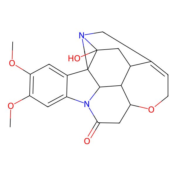2D Structure of (8aS,13aS)-5a-hydroxy-10,11-dimethoxy-2,4a,5,7,8,13a,15,15a,15b,16-decahydro4,6-methanoindolo[3,2,1-ij]oxepino[2,3,4-de]pyrrolo[2,3-h]quinolin-14-one