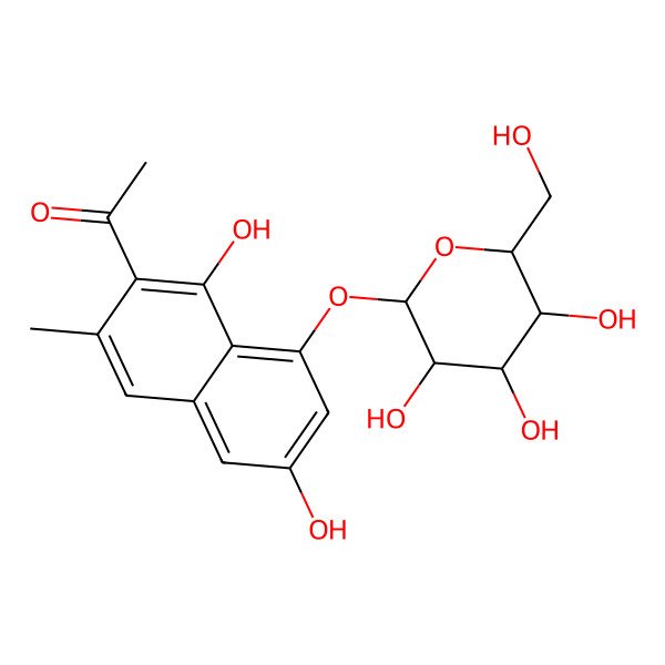 2D Structure of 1-[1,6-dihydroxy-3-methyl-8-[(2S,3R,4S,5S,6R)-3,4,5-trihydroxy-6-(hydroxymethyl)oxan-2-yl]oxynaphthalen-2-yl]ethanone
