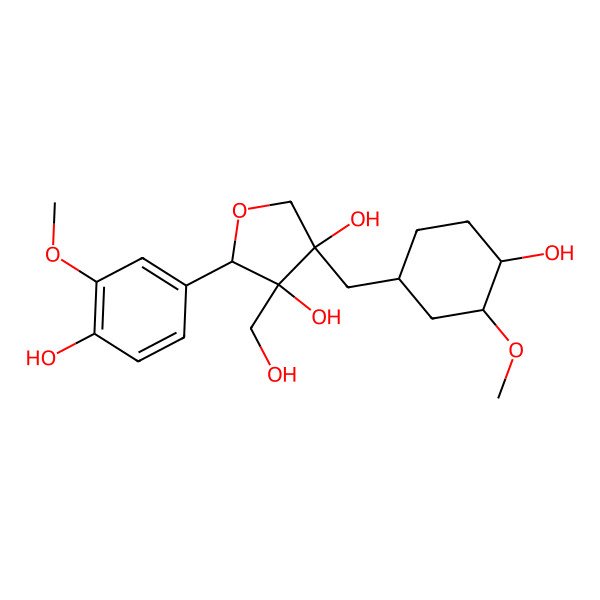 2D Structure of (3S,4R)-4-[(4-hydroxy-3-methoxycyclohexyl)methyl]-2-(4-hydroxy-3-methoxyphenyl)-3-(hydroxymethyl)oxolane-3,4-diol