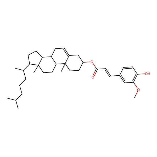 2D Structure of [(3S,10R,13R,17R)-10,13-dimethyl-17-(6-methylheptan-2-yl)-2,3,4,7,8,9,11,12,14,15,16,17-dodecahydro-1H-cyclopenta[a]phenanthren-3-yl] (Z)-3-(4-hydroxy-3-methoxyphenyl)prop-2-enoate