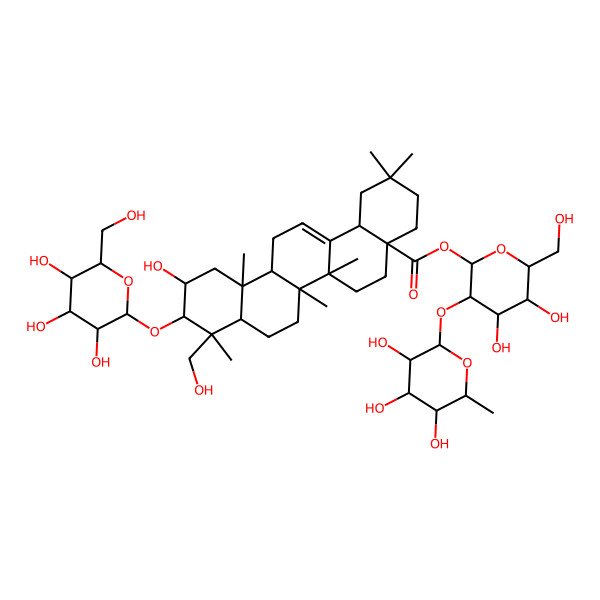2D Structure of 3-O-[beta-D-glucopyranosyl]-28-O-[alpha-L-rhamnopyranosyl-(1->2)-beta-D-glucopyranosyl]arjunolic acid