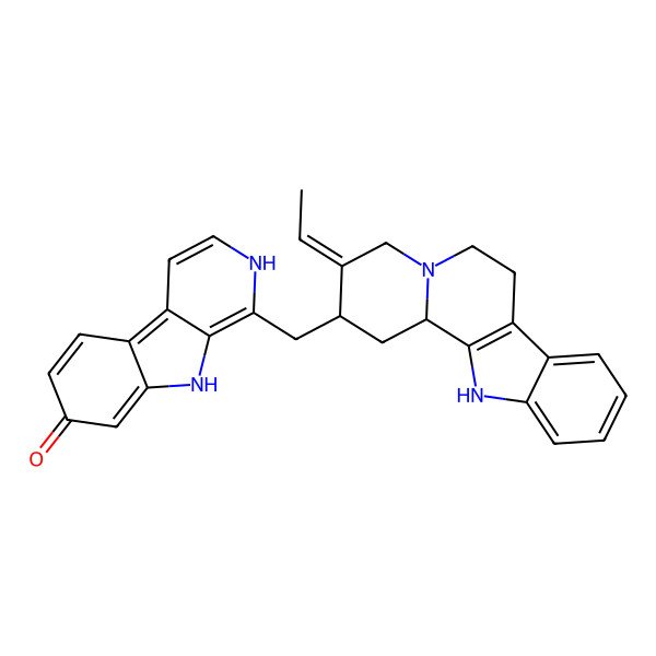 2D Structure of 1-[[(2R,3E,12bS)-3-ethylidene-2,4,6,7,12,12b-hexahydro-1H-indolo[2,3-a]quinolizin-2-yl]methyl]-2,9-dihydropyrido[3,4-b]indol-7-one