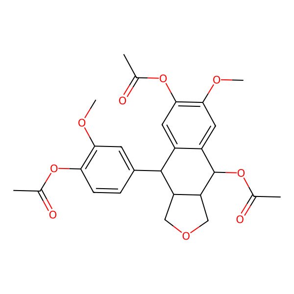 2D Structure of (3aR)-4beta-(3-Methoxy-4-acetoxyphenyl)-6,9beta-diacetoxy-7-methoxy-1,3,3abeta,4,9,9abeta-hexahydronaphtho[2,3-c]furan