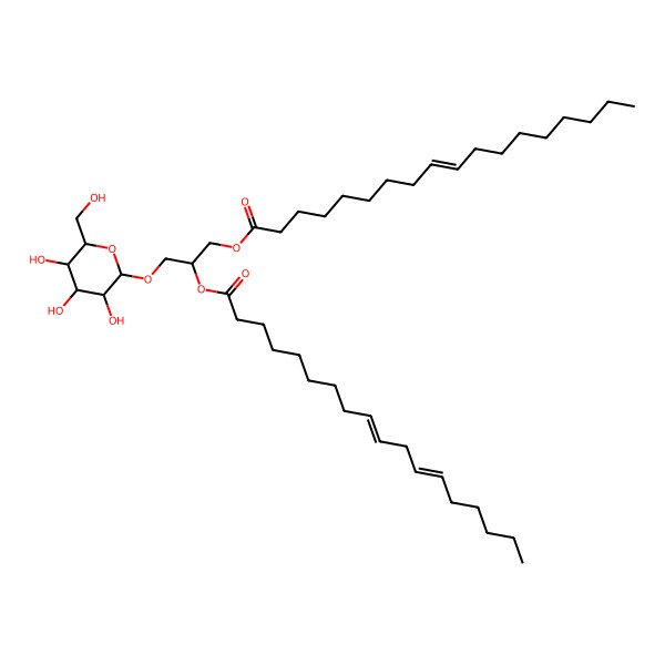 2D Structure of [(2S)-2-[(9Z,12Z)-octadeca-9,12-dienoyl]oxy-3-[(2R,3R,4S,5R,6R)-3,4,5-trihydroxy-6-(hydroxymethyl)oxan-2-yl]oxypropyl] (Z)-octadec-9-enoate