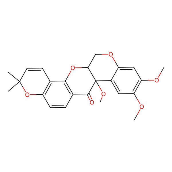 2D Structure of (7aR)-13,13aalpha-Dihydro-7aalpha-methoxy-9,10-dimethoxy-3,3-dimethyl-3H-bis[1]benzopyrano[3,4-b:6',5'-e]pyran-7(7aH)-one