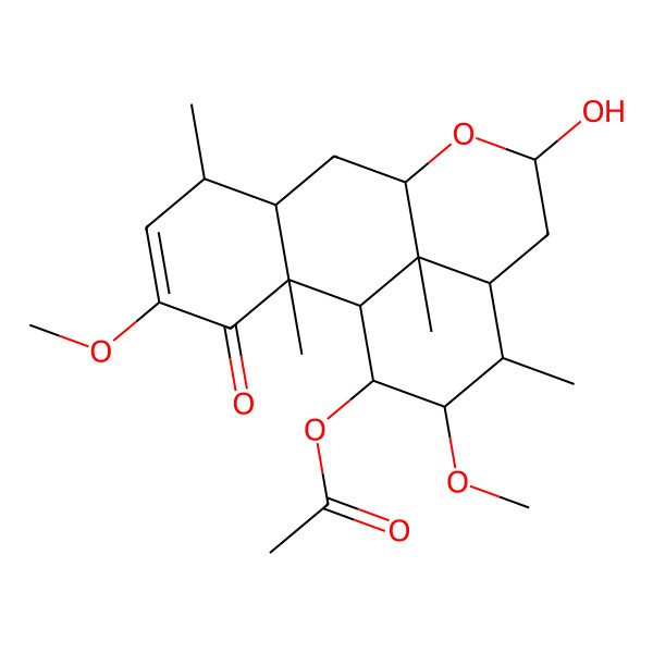 2D Structure of [(2S,9R,13S,14R,15S,17S)-11-hydroxy-4,15-dimethoxy-2,6,14,17-tetramethyl-3-oxo-10-oxatetracyclo[7.7.1.02,7.013,17]heptadec-4-en-16-yl] acetate