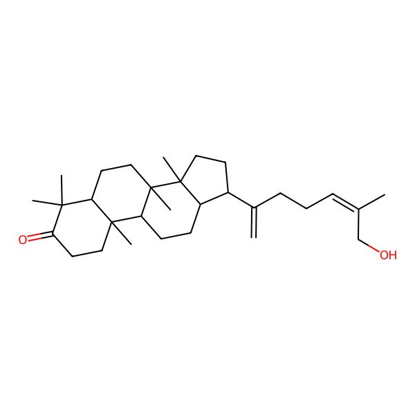2D Structure of (8R,10R)-17-[(5E)-7-hydroxy-6-methylhepta-1,5-dien-2-yl]-4,4,8,10,14-pentamethyl-1,2,5,6,7,9,11,12,13,15,16,17-dodecahydrocyclopenta[a]phenanthren-3-one