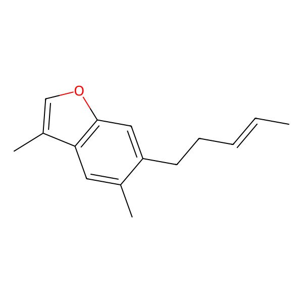 2D Structure of 3,5-dimethyl-6-[(E)-pent-3-enyl]-1-benzofuran