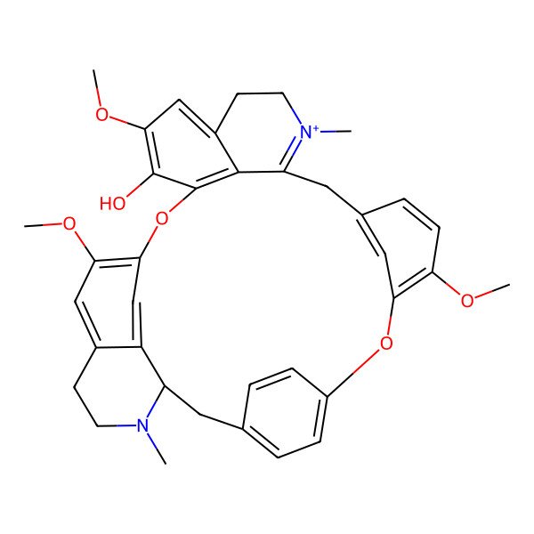 2D Structure of 9,20,25-Trimethoxy-15,30-dimethyl-7,23-dioxa-30-aza-15-azoniaheptacyclo[22.6.2.23,6.18,12.114,18.027,31.022,33]hexatriaconta-3(36),4,6(35),8,10,12(34),14,18,20,22(33),24,26,31-tridecaen-21-ol