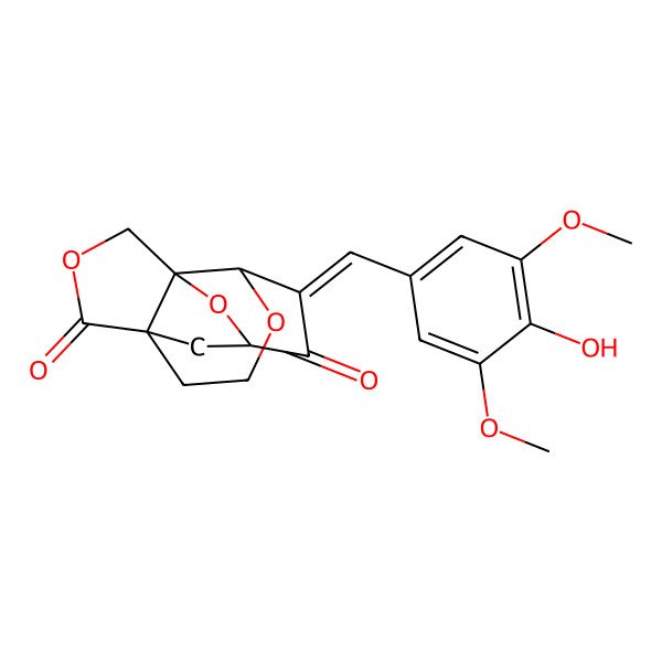 2D Structure of (1S,5S,10R)-6-[(4-hydroxy-3,5-dimethoxyphenyl)methylidene]-4,9,12-trioxatetracyclo[6.5.1.01,10.05,10]tetradecane-7,13-dione