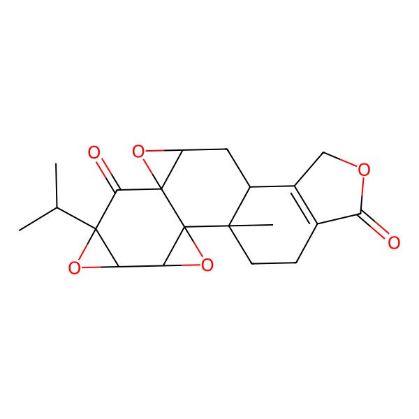 2D Structure of (1R,2R,4R,5R,7R,9R,11R,13R)-1-methyl-7-propan-2-yl-3,6,10,16-tetraoxaheptacyclo[11.7.0.02,4.02,9.05,7.09,11.014,18]icos-14(18)-ene-8,17-dione
