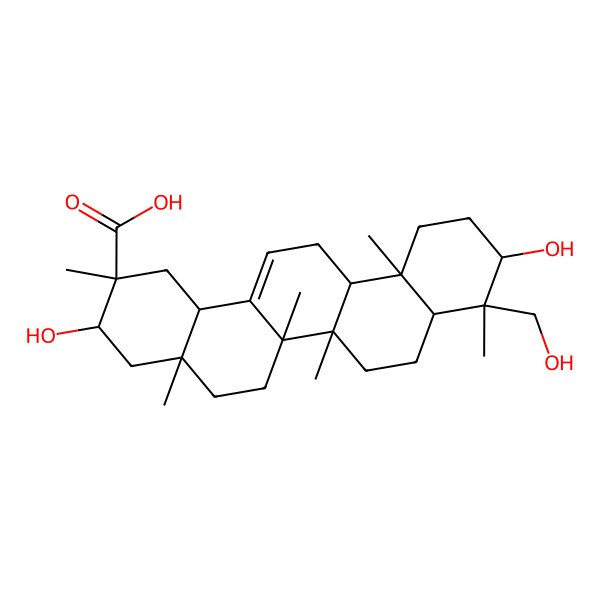 2D Structure of 3,10-Dihydroxy-9-(hydroxymethyl)-2,4a,6a,6b,9,12a-hexamethyl-1,3,4,5,6,6a,7,8,8a,10,11,12,13,14b-tetradecahydropicene-2-carboxylic acid