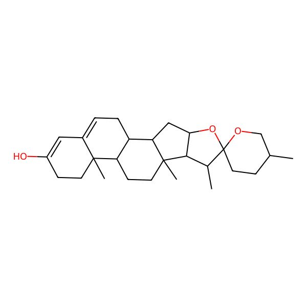 2D Structure of (5'R,9S,13R)-5',7,9,13-tetramethylspiro[5-oxapentacyclo[10.8.0.02,9.04,8.013,18]icosa-16,18-diene-6,2'-oxane]-16-ol