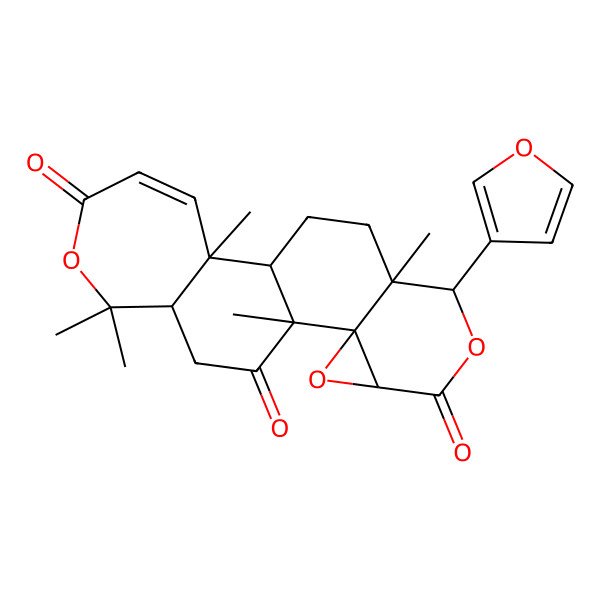 2D Structure of (1R,2R,4S,7R,8S,12R)-7-(furan-3-yl)-1,8,12,17,17-pentamethyl-3,6,16-trioxapentacyclo[9.9.02,4.02,8.012,18]icos-13-ene-5,15,20-trione