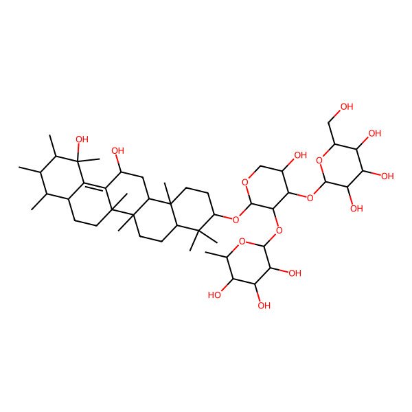 2D Structure of (2S,3R,4R,5S,6S)-2-[(2S,3R,4S,5S)-2-[[(6aR,6bS,9R,10S,11R,12R,13S,14bR)-12,13-dihydroxy-4,4,6a,6b,9,10,11,12,14b-nonamethyl-2,3,4a,5,6,7,8,8a,9,10,11,13,14,14a-tetradecahydro-1H-picen-3-yl]oxy]-5-hydroxy-4-[(2S,3R,4S,5S,6R)-3,4,5-trihydroxy-6-(hydroxymethyl)oxan-2-yl]oxyoxan-3-yl]oxy-6-methyloxane-3,4,5-triol