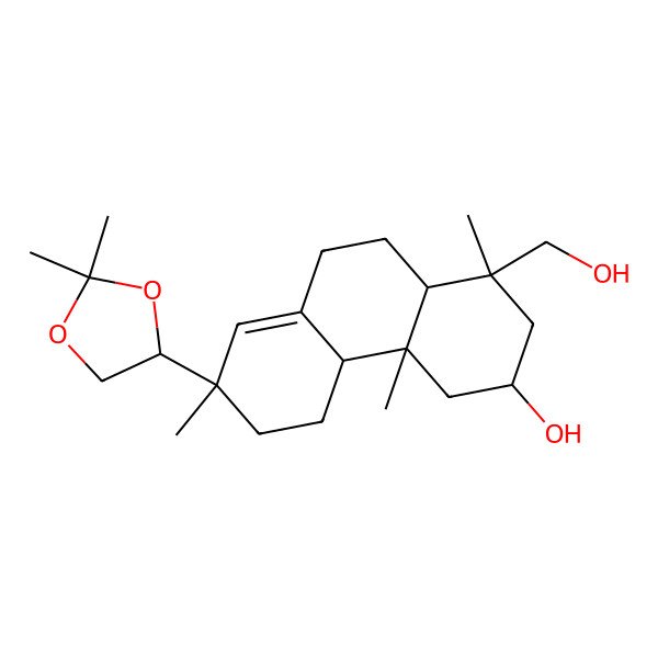 2D Structure of (1R,3S,7S)-7-(2,2-dimethyl-1,3-dioxolan-4-yl)-1-(hydroxymethyl)-1,4a,7-trimethyl-3,4,4b,5,6,9,10,10a-octahydro-2H-phenanthren-3-ol 2D Structure of (1R,3S,7S)-7-(2,2-dimethyl-1,3-dioxolan-4-yl)-1-(hydroxymethyl)-1,4a,7-trimethyl-3,4,4b,5,6,9,10,10a-octahydro-2H-phenanthren-3-ol