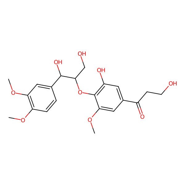 2D Structure of 1-[4-[(1S,2S)-1-(3,4-dimethoxyphenyl)-1,3-dihydroxypropan-2-yl]oxy-3-hydroxy-5-methoxyphenyl]-3-hydroxypropan-1-one