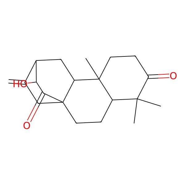 2D Structure of (1R,9S,12S)-13-hydroxy-5,5,9-trimethyl-16-methylidenetetracyclo[10.2.2.01,10.04,9]hexadecane-6,14-dione