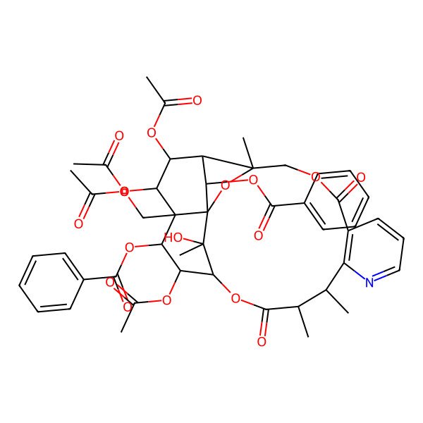 2D Structure of [(1S,3R,18R,19R,20R,21S,24R)-18,21,22-triacetyloxy-20-(acetyloxymethyl)-19-benzoyloxy-25-hydroxy-3,13,14,25-tetramethyl-6,15-dioxo-2,5,16-trioxa-11-azapentacyclo[15.7.1.01,20.03,23.07,12]pentacosa-7(12),8,10-trien-24-yl] benzoate