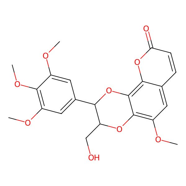 2D Structure of (2S,3S)-2-(3,4,5-Trimethoxyphenyl)-3-(hydroxymethyl)-5-methoxy-2,3-dihydro-9H-pyrano[2,3-f]-1,4-benzodioxin-9-one