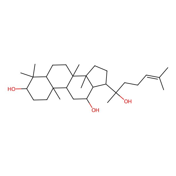 2D Structure of (3R,8R,10R,14R)-17-(2-hydroxy-6-methylhept-5-en-2-yl)-4,4,8,10,14-pentamethyl-2,3,5,6,7,9,11,12,13,15,16,17-dodecahydro-1H-cyclopenta[a]phenanthrene-3,12-diol