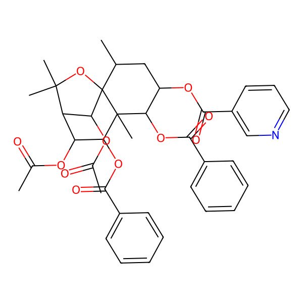 2D Structure of [(1S,2R,4S,5R,6S,7R,8S,9R,12R)-8,12-diacetyloxy-5,7-dibenzoyloxy-2,6,10,10-tetramethyl-11-oxatricyclo[7.2.1.01,6]dodecan-4-yl] pyridine-3-carboxylate