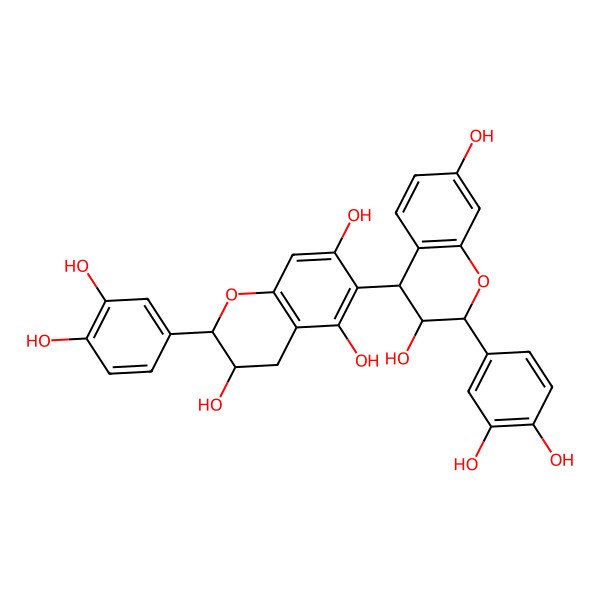 2D Structure of (2R,3S)-2-(3,4-dihydroxyphenyl)-6-[(2R,3S,4S)-2-(3,4-dihydroxyphenyl)-3,7-dihydroxy-3,4-dihydro-2H-chromen-4-yl]-3,4-dihydro-2H-chromene-3,5,7-triol