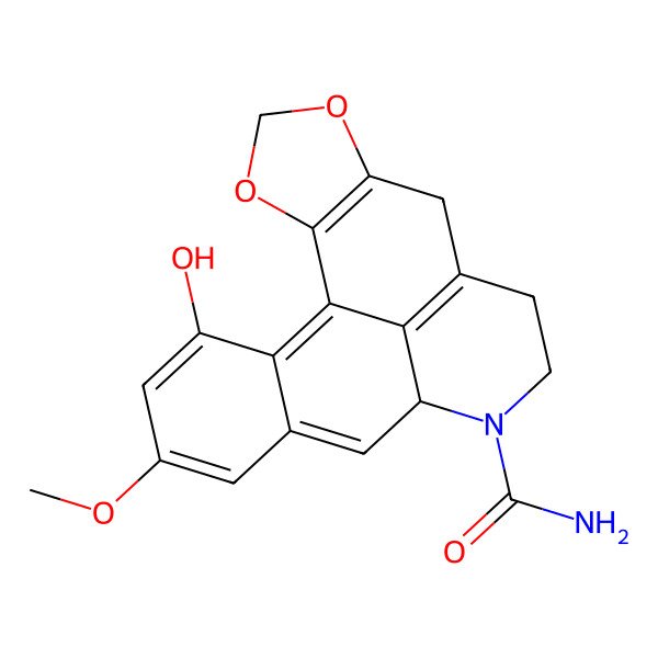 2D Structure of (12R)-18-hydroxy-16-methoxy-3,5-dioxa-11-azapentacyclo[10.7.1.02,6.08,20.014,19]icosa-1(19),2(6),8(20),13,15,17-hexaene-11-carboxamide