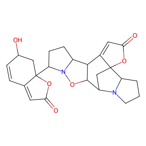 2D Structure of (1S,6R,7R,10R,13S,14S,19R)-10-[(6S,7aS)-6-hydroxy-2-oxo-6,7-dihydro-1-benzofuran-7a-yl]-2,12-dioxa-11,15-diazahexacyclo[12.5.1.01,5.06,13.07,11.015,19]icos-4-en-3-one