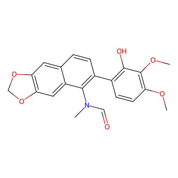 2D Structure of Formamide, N-(6-(2-hydroxy-3,4-dimethoxyphenyl)naphtho(2,3-d)-1,3-dioxol-5-yl)-N-methyl-