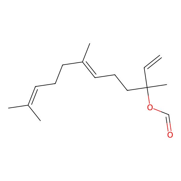 2D Structure of Formic acid, 3,7,11-trimethyl-1,6,10-dodecatrien-3-yl ester 2D Structure of Formic acid, 3,7,11-trimethyl-1,6,10-dodecatrien-3-yl ester
