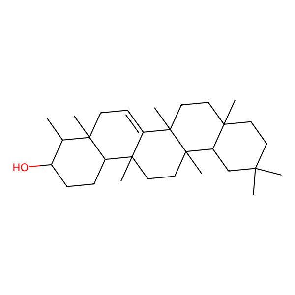 2D Structure of (3S,4R,4aS,6aS,6bS,8aR,12aR,14aS,14bR)-4,4a,6a,6b,8a,11,11,14a-octamethyl-1,2,3,4,5,7,8,9,10,12,12a,13,14,14b-tetradecahydropicen-3-ol