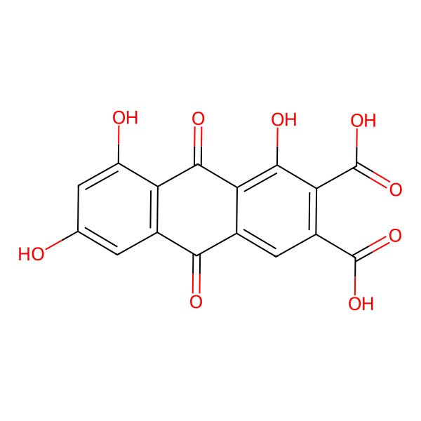 2D Structure of 1,6,8-Trihydroxy-9,10-dioxoanthracene-2,3-dicarboxylic acid