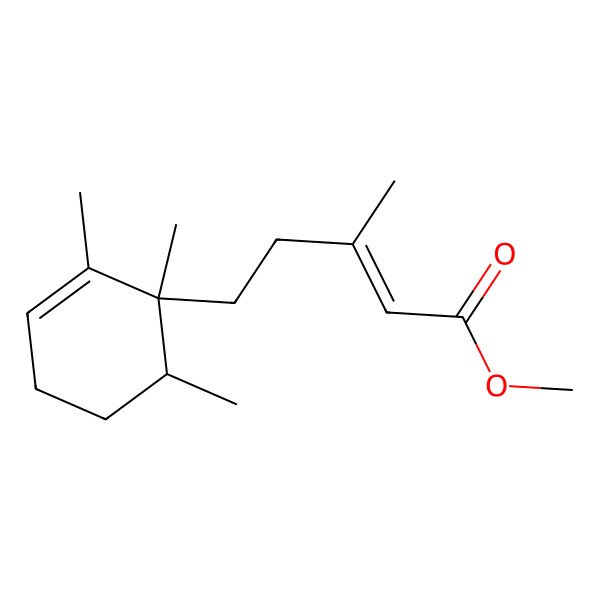 2D Structure of methyl (E)-3-methyl-5-[(1S,6R)-1,2,6-trimethylcyclohex-2-en-1-yl]pent-2-enoate