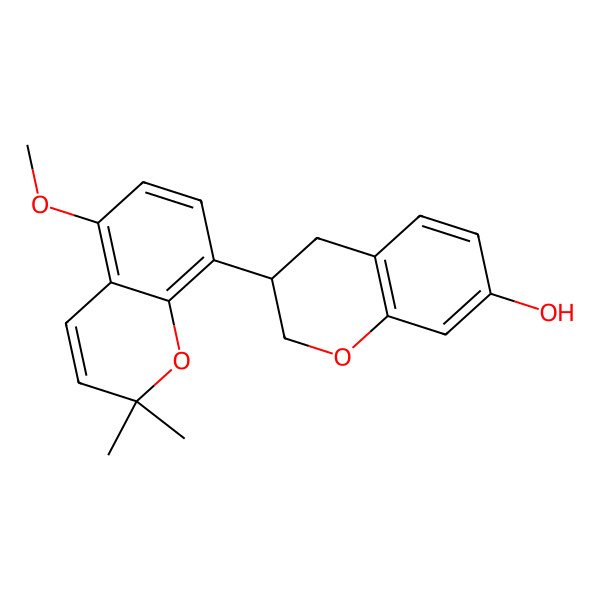 2D Structure of 3-(5-methoxy-2,2-dimethylchromen-8-yl)-3,4-dihydro-2H-chromen-7-ol
