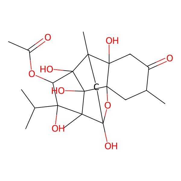 2D Structure of [(1R,3R,6S,7S,9S,10S,11S,12R,13S,14R)-6,9,11,13,14-pentahydroxy-3,7,10-trimethyl-4-oxo-11-propan-2-yl-15-oxapentacyclo[7.5.1.01,6.07,13.010,14]pentadecan-12-yl] acetate