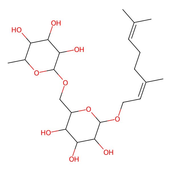 2D Structure of Geranyl 6-O-alpha-L-rhamnopyranosyl-beta-D-glucopyranoside