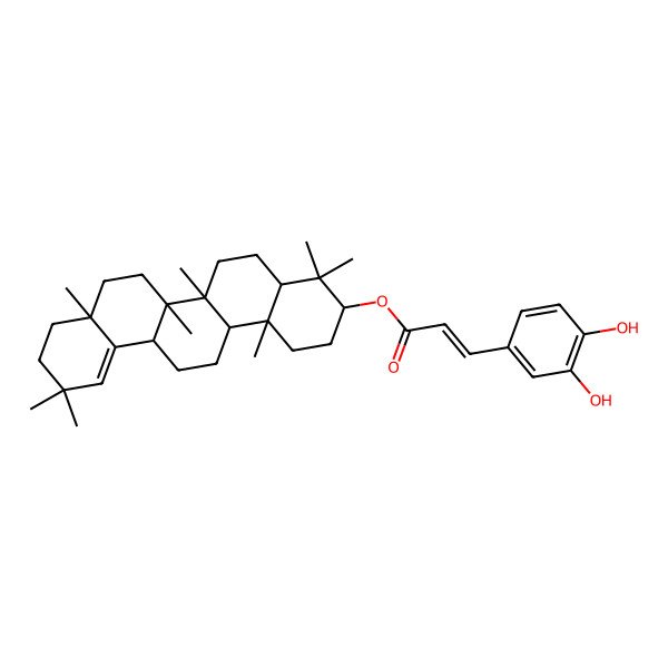 2D Structure of [(3S,4aR,6aS,6aR,6bR,8aR,14aR,14bR)-4,4,6a,6b,8a,11,11,14b-octamethyl-1,2,3,4a,5,6,6a,7,8,9,10,13,14,14a-tetradecahydropicen-3-yl] (E)-3-(3,4-dihydroxyphenyl)prop-2-enoate