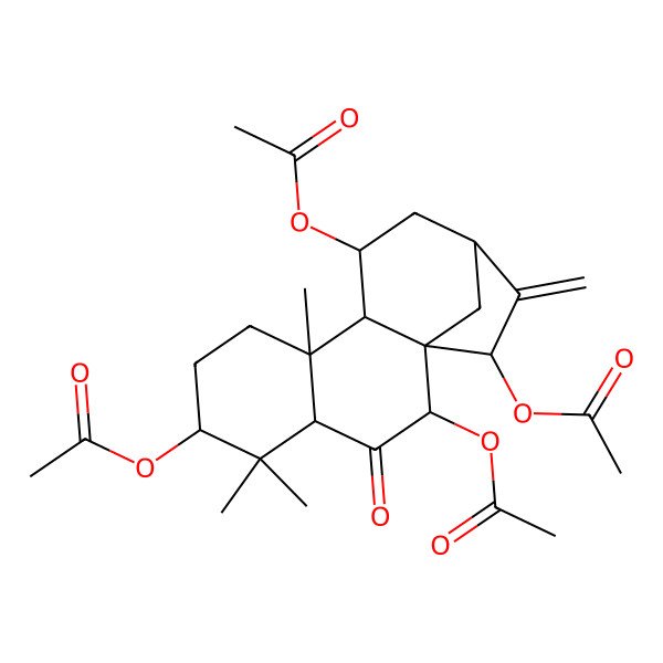 2D Structure of [(1S,2R,4S,6S,9S,10S,11S,13S,15R)-2,11,15-triacetyloxy-5,5,9-trimethyl-14-methylidene-3-oxo-6-tetracyclo[11.2.1.01,10.04,9]hexadecanyl] acetate
