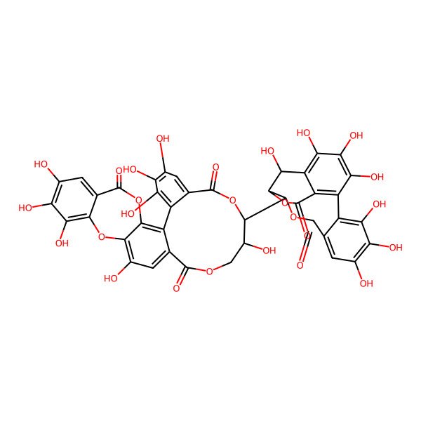 2D Structure of (19R,20R)-20-(2,3,4,7,8,9,19-heptahydroxy-12,17-dioxo-13,16-dioxatetracyclo[13.3.1.05,18.06,11]nonadeca-1,3,5(18),6,8,10-hexaen-14-yl)-7,8,9,13,19,25,26,27-octahydroxy-3,11,17,21-tetraoxapentacyclo[13.13.0.02,12.05,10.023,28]octacosa-1,5,7,9,12,14,23,25,27-nonaene-4,16,22-trione