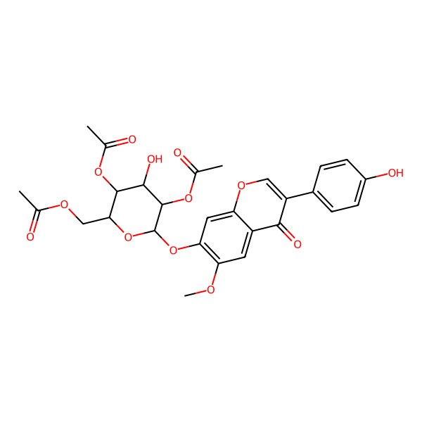 2D Structure of glycitein 7-O-beta-D-(2'',4'',6''-O-triacetyl)glucopyranoside
