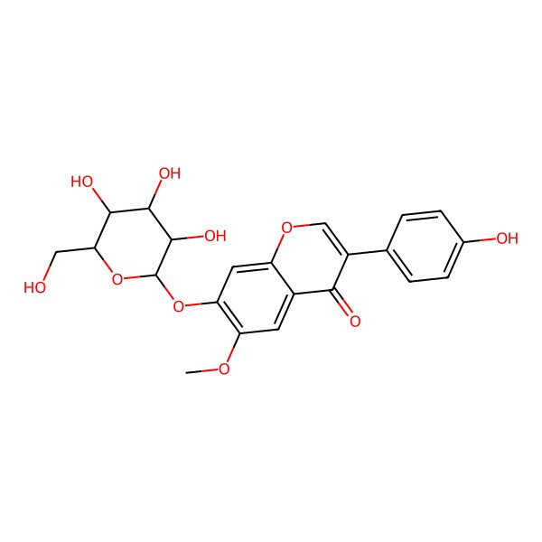 2D Structure of 3-(4-hydroxyphenyl)-6-methoxy-7-[(2S,3R,4S,5S,6R)-3,4,5-trihydroxy-6-(hydroxymethyl)oxan-2-yl]oxychromen-4-one