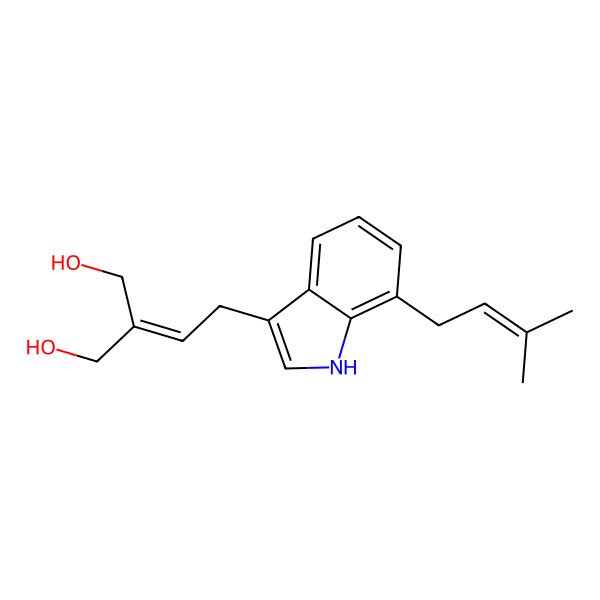 2D Structure of 2-[2-[7-(3-methylbut-2-enyl)-1H-indol-3-yl]ethylidene]propane-1,3-diol
