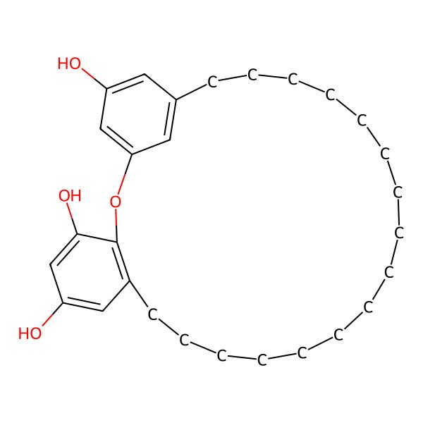 2D Structure of 2-Oxatricyclo[23.3.1.03,8]nonacosa-1(29),3(8),4,6,25,27-hexaene-4,6,27-triol