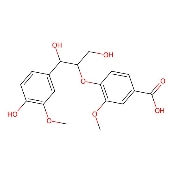 2D Structure of 4-[1,3-Dihydroxy-1-(4-hydroxy-3-methoxyphenyl)propan-2-yl]oxy-3-methoxybenzoic acid