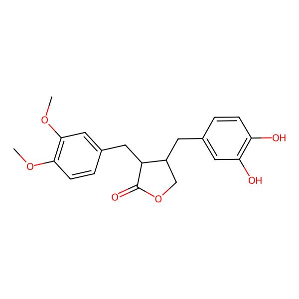 2D Structure of (3R,4R)-4-[(3,4-dihydroxyphenyl)methyl]-3-[(3,4-dimethoxyphenyl)methyl]oxolan-2-one